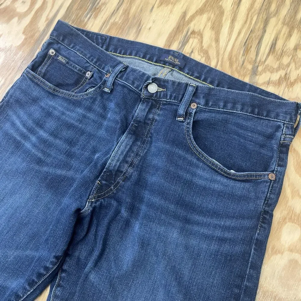 Polo Ralph Lauren Jeans Mens 38x30 Hampton Relaxed Straight Blue Medium Wash